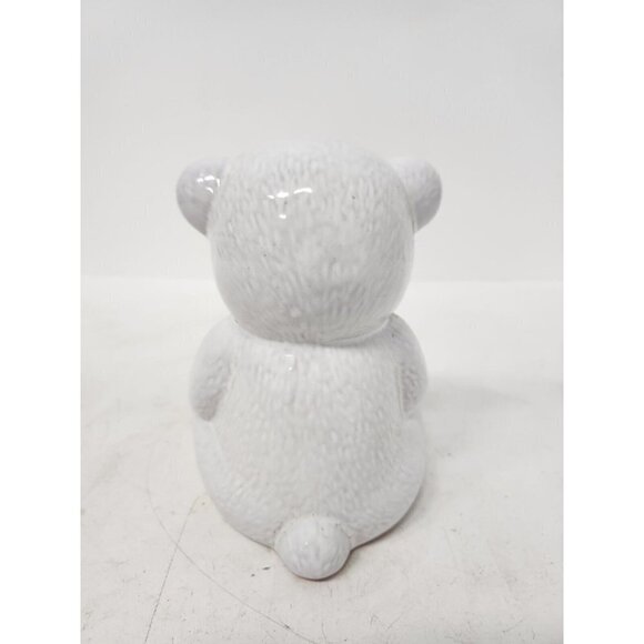 Vintage Terra Cotta Pottery White Teddy Bear Figurine Glazed Tabletop Home Decor - Picture 5 of 9